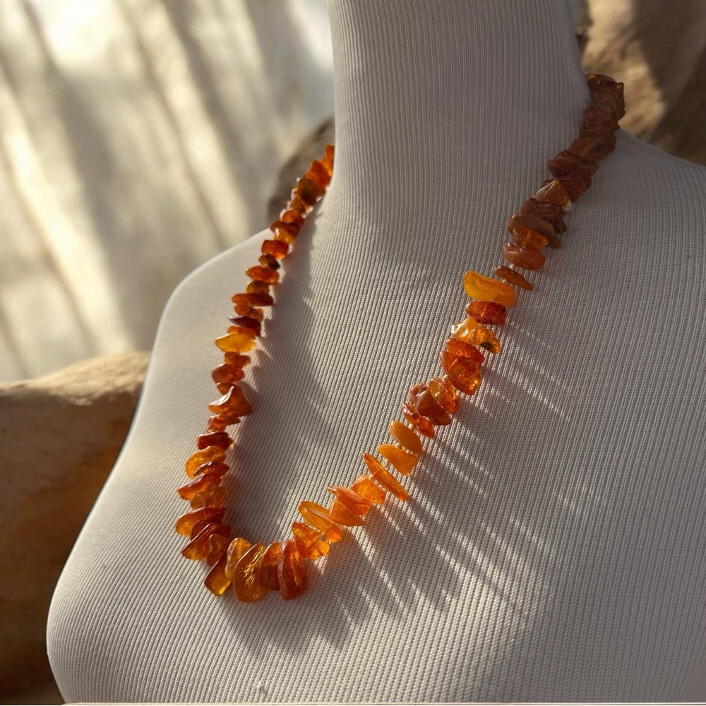 Vintage Baltic Amber Nugget Bead Strand / Necklace 24”